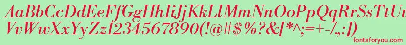 LibrebodoniItalic Font – Red Fonts on Green Background