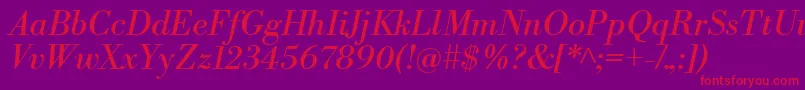 Police LibrebodoniItalic – polices rouges sur fond violet
