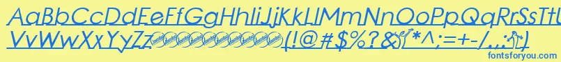 LinearmenteBoldItalic Font – Blue Fonts on Yellow Background