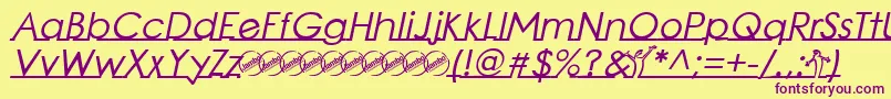 LinearmenteBoldItalic Font – Purple Fonts on Yellow Background