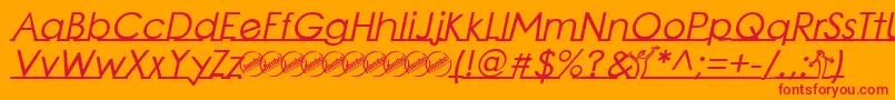 LinearmenteBoldItalic-Schriftart – Rote Schriften auf orangefarbenem Hintergrund