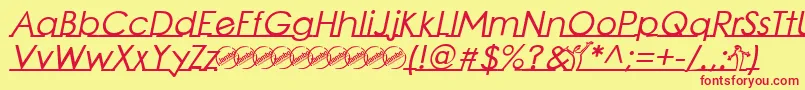 LinearmenteBoldItalic-fontti – punaiset fontit keltaisella taustalla