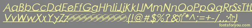 LinearmenteBoldItalic-fontti – keltaiset fontit harmaalla taustalla