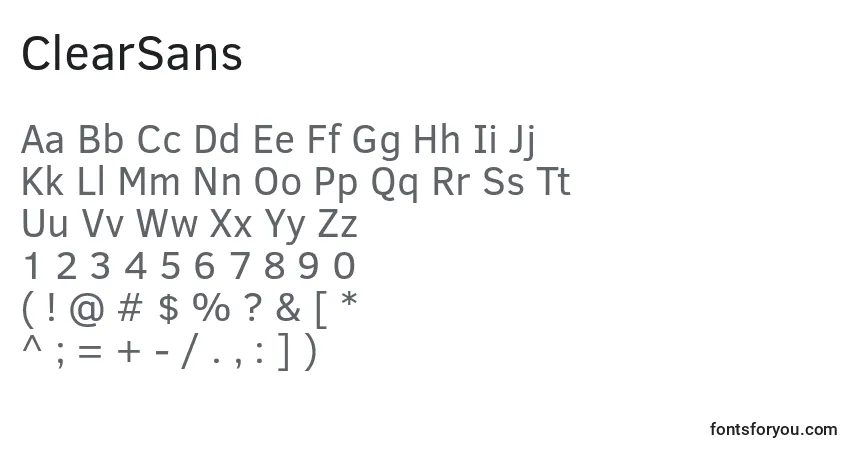 Шрифт ClearSans – алфавит, цифры, специальные символы