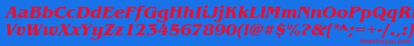 BenguiatitcteeBoldItalic Font – Red Fonts on Blue Background