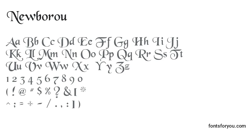 Czcionka Newborou – alfabet, cyfry, specjalne znaki