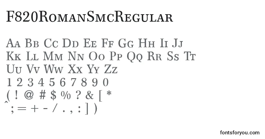 A fonte F820RomanSmcRegular – alfabeto, números, caracteres especiais