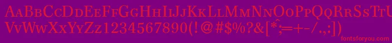 フォントF820RomanSmcRegular – 紫の背景に赤い文字