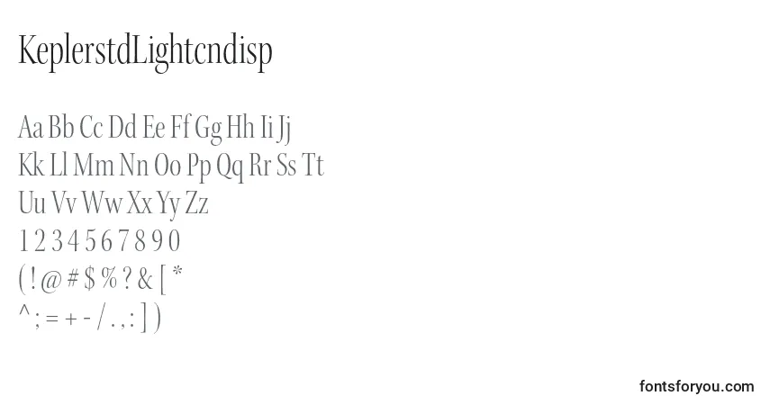 Czcionka KeplerstdLightcndisp – alfabet, cyfry, specjalne znaki