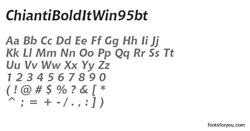 Czcionka ChiantiBoldItWin95bt – alfabet, cyfry, specjalne znaki