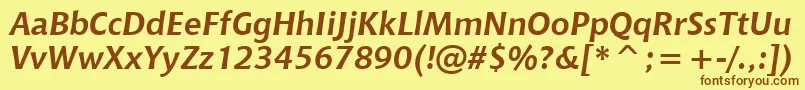 フォントChiantiBoldItWin95bt – 茶色の文字が黄色の背景にあります。