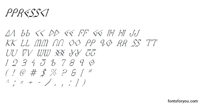 Fuente Ppressci - alfabeto, números, caracteres especiales