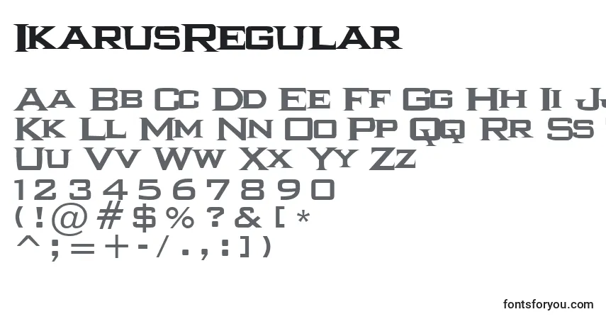 IkarusRegular-fontti – aakkoset, numerot, erikoismerkit