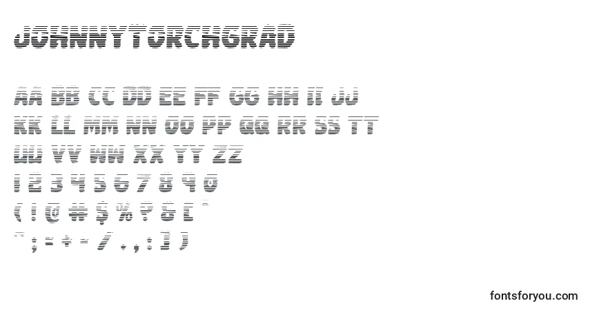 Schriftart Johnnytorchgrad – Alphabet, Zahlen, spezielle Symbole