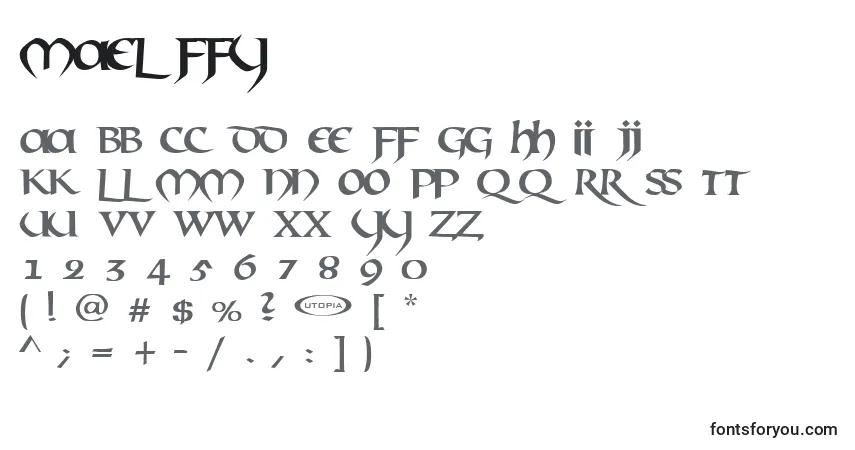 Schriftart Mael ffy – Alphabet, Zahlen, spezielle Symbole