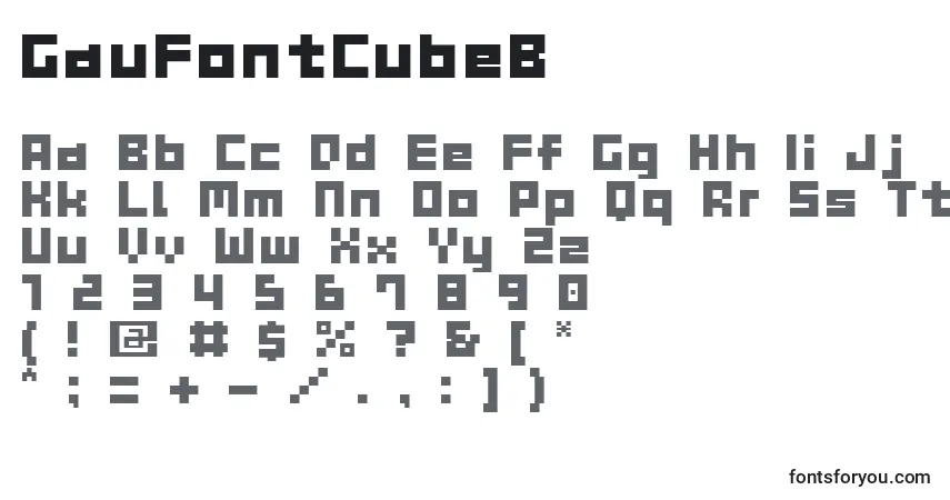 A fonte GauFontCubeB – alfabeto, números, caracteres especiais