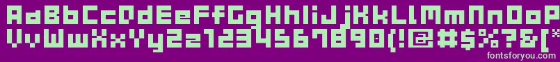 GauFontCubeB Font – Green Fonts on Purple Background