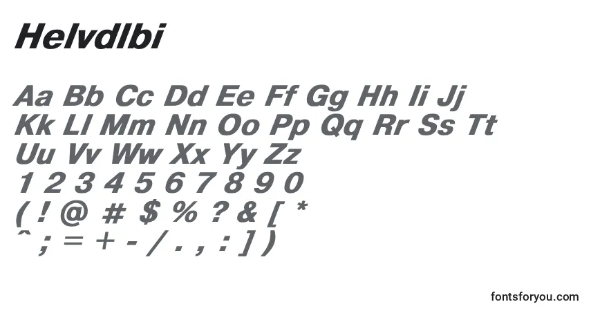 Schriftart Helvdlbi – Alphabet, Zahlen, spezielle Symbole