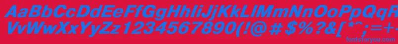 Helvdlbi Font – Blue Fonts on Red Background