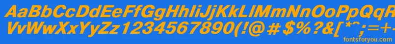 Helvdlbi Font – Orange Fonts on Blue Background