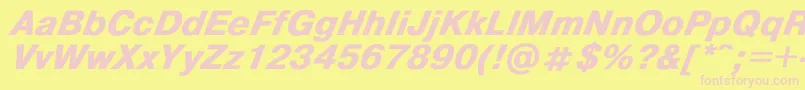 Helvdlbi Font – Pink Fonts on Yellow Background