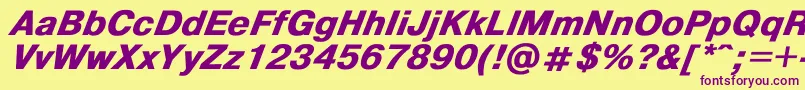 Helvdlbi-Schriftart – Violette Schriften auf gelbem Hintergrund