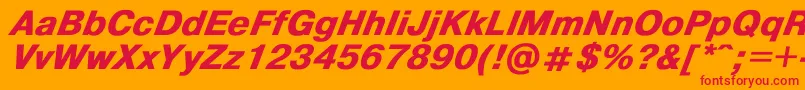 Helvdlbi-Schriftart – Rote Schriften auf orangefarbenem Hintergrund