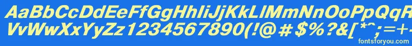 フォントHelvdlbi – 黄色の文字、青い背景