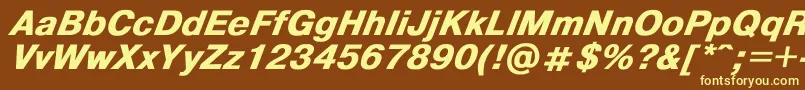 Helvdlbi Font – Yellow Fonts on Brown Background