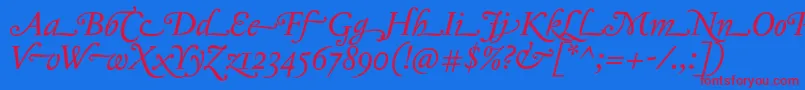 JannontmoderneswashEndings Font – Red Fonts on Blue Background