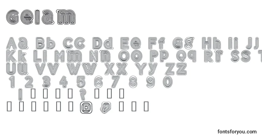 Шрифт Gelam – алфавит, цифры, специальные символы