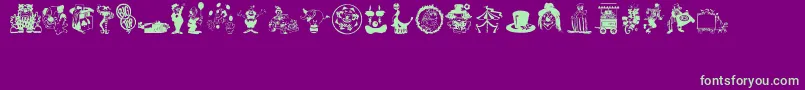 フォントBigtop – 紫の背景に緑のフォント