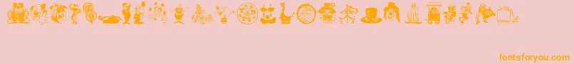 フォントBigtop – オレンジの文字がピンクの背景にあります。
