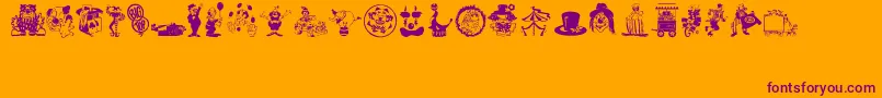 Bigtop-Schriftart – Violette Schriften auf orangefarbenem Hintergrund