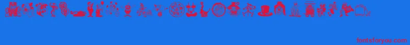 Czcionka Bigtop – czerwone czcionki na niebieskim tle