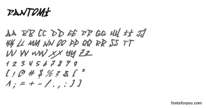 Шрифт Fantomi – алфавит, цифры, специальные символы