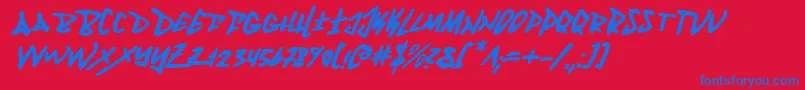 フォントFantomi – 赤い背景に青い文字