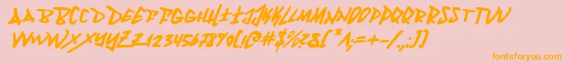 フォントFantomi – オレンジの文字がピンクの背景にあります。