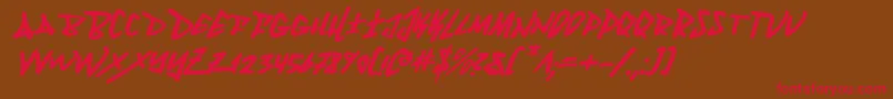フォントFantomi – 赤い文字が茶色の背景にあります。