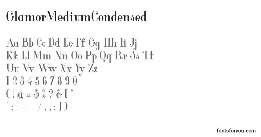 Шрифт GlamorMediumCondensed (79016) – алфавит, цифры, специальные символы