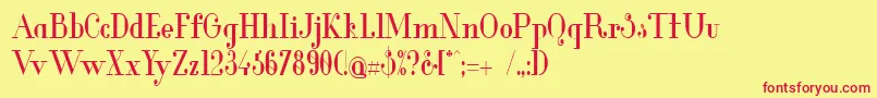 GlamorMediumCondensed-fontti – punaiset fontit keltaisella taustalla