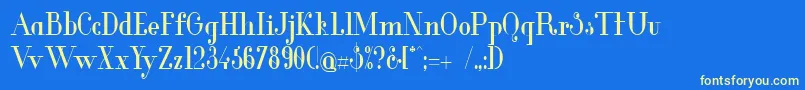 GlamorMediumCondensed-fontti – keltaiset fontit sinisellä taustalla