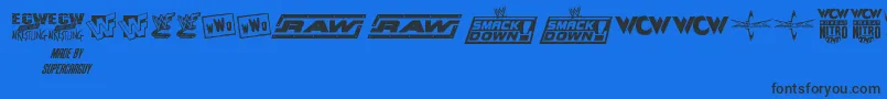 ProWrestlingLogos-Schriftart – Schwarze Schriften auf blauem Hintergrund