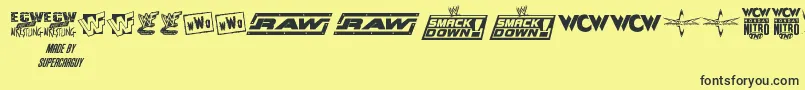 ProWrestlingLogos Font – Black Fonts on Yellow Background