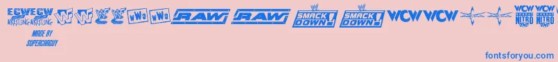 ProWrestlingLogos Font – Blue Fonts on Pink Background