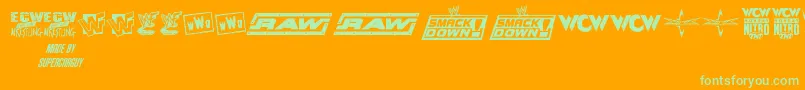 ProWrestlingLogos Font – Green Fonts on Orange Background