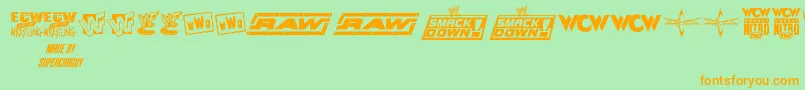ProWrestlingLogos Font – Orange Fonts on Green Background