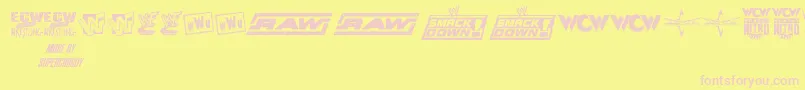 Czcionka ProWrestlingLogos – różowe czcionki na żółtym tle