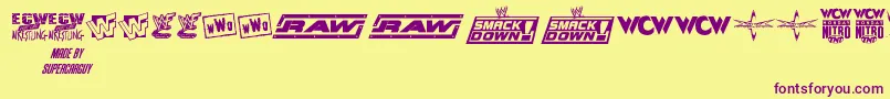 Fonte ProWrestlingLogos – fontes roxas em um fundo amarelo