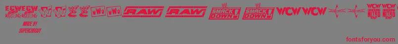 Czcionka ProWrestlingLogos – czerwone czcionki na szarym tle